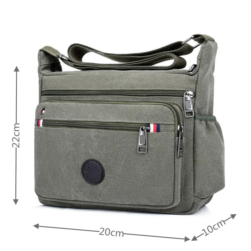 Men Canvas Travel Shoulder Bag Casual Crossbody Bags Good Qualtiy Outdoor Handbag Travel School Retro Tote Zipper Messenger Bag