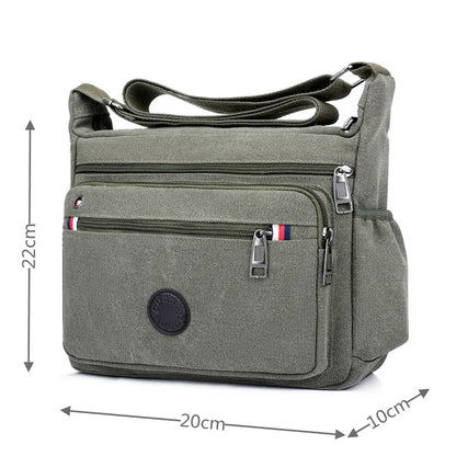 Men Canvas Travel Shoulder Bag Casual Crossbody Bags Good Qualtiy Outdoor Handbag Travel School Retro Tote Zipper Messenger Bag