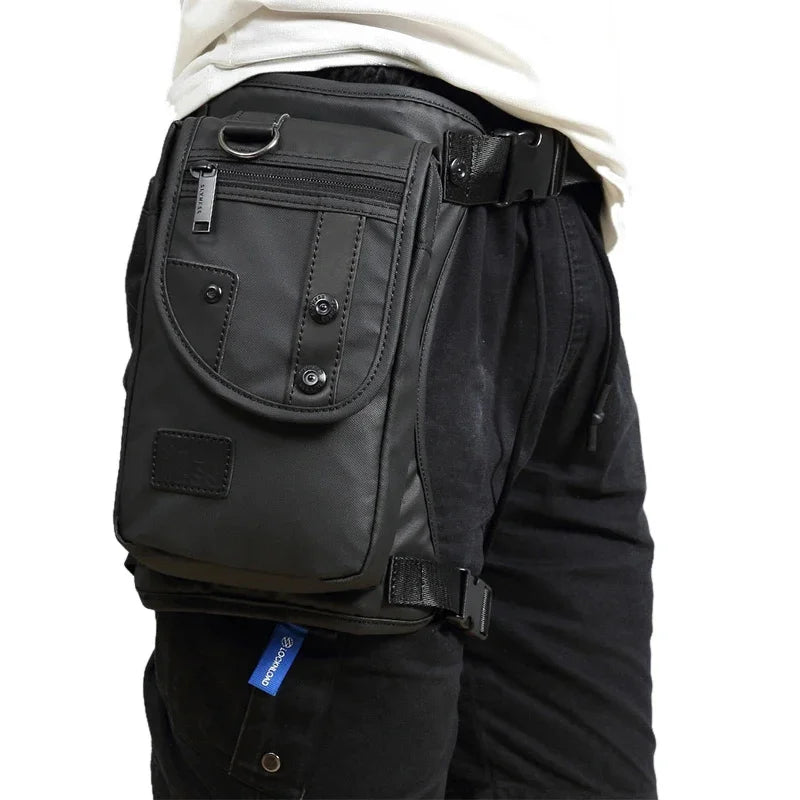 Men Canvas/Waterproof Nylon Drop Hip Belt Leg Bag for Motorcycle Rider Messenger Cross Body Bum Thigh Fanny Waist Pack Bags