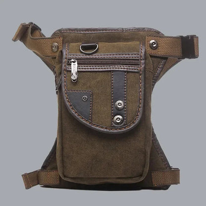 Men Canvas/Waterproof Nylon Drop Hip Belt Leg Bag for Motorcycle Rider Messenger Cross Body Bum Thigh Fanny Waist Pack Bags