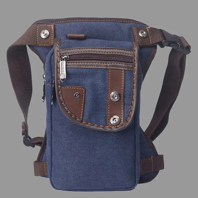 Men Canvas/Waterproof Nylon Drop Hip Belt Leg Bag for Motorcycle Rider Messenger Cross Body Bum Thigh Fanny Waist Pack Bags