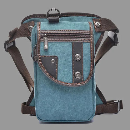 Men Canvas/Waterproof Nylon Drop Hip Belt Leg Bag for Motorcycle Rider Messenger Cross Body Bum Thigh Fanny Waist Pack Bags