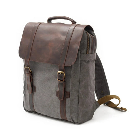 Men Canvas vintage backpack for School Bag Military leather Backpack Women Rucksack Male Knapsack Bagpack mochilas feminina