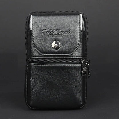 Men Cell/Mobile Phone Case Waist Belt Bag Genuine Leather ID Card Cigarette Pocket Cowhide Male Hip Purse Fanny Pack Hook Bags