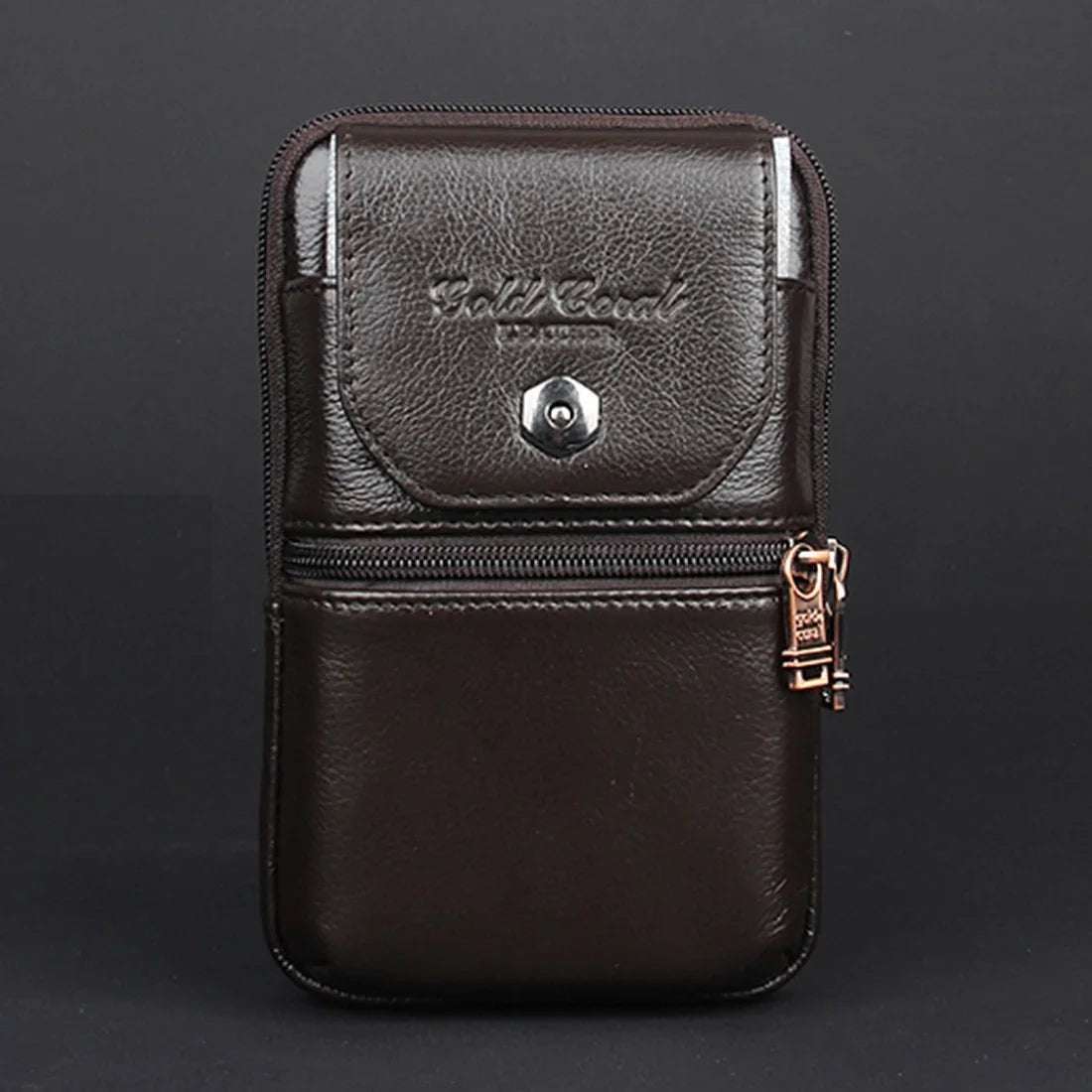 Men Cell/Mobile Phone Case Waist Belt Bag Genuine Leather ID Card Cigarette Pocket Cowhide Male Hip Purse Fanny Pack Hook Bags