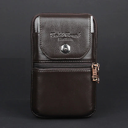 Men Cell/Mobile Phone Case Waist Belt Bag Genuine Leather ID Card Cigarette Pocket Cowhide Male Hip Purse Fanny Pack Hook Bags