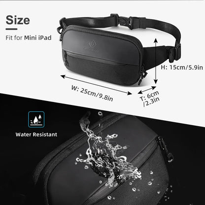 Men Chest Bag Casual Fanny Waist Packs Message Bag Waterproof Travel Belt Bag Pouch For Money Phone Mini Pad Shoulder Black Bag