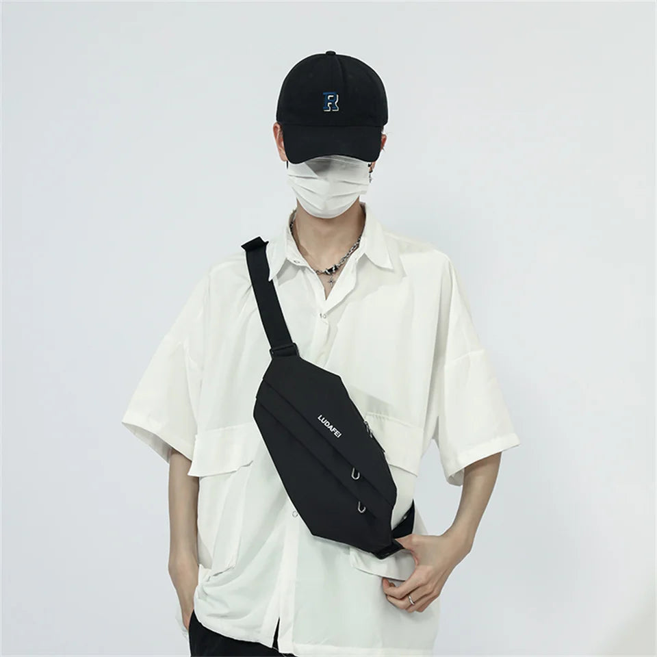 Men Chest Pack Crossbody Bag For Men Zipper Pocket Fashion Sling Bags Man Travel Bag Functional Outdoor Nylon Chest Pack