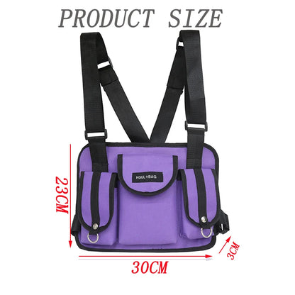 Men Chest Pack Rig Hip Hop Streetwear Unisex Cool Functional Tactical Shoulder Anti Theft Waist Bag Purse  Punck Style Backpack