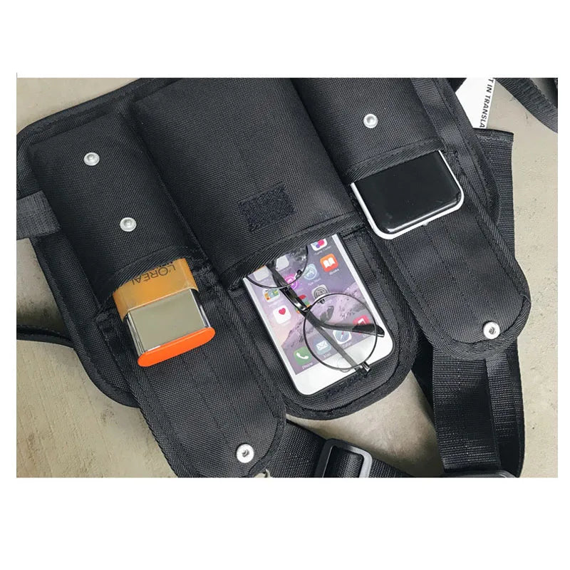 Men Chest Pack Rig Hip Hop Streetwear Unisex Cool Functional Tactical Shoulder Anti Theft Waist Bag Purse  Punck Style Backpack
