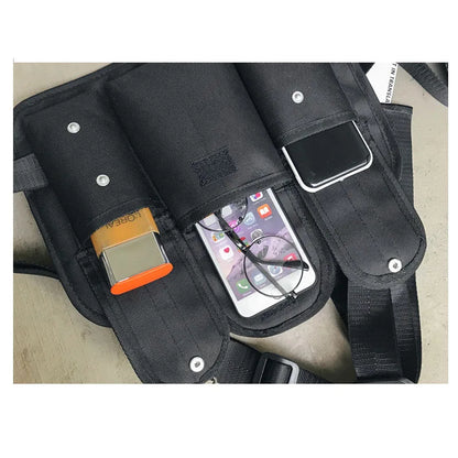 Men Chest Pack Rig Hip Hop Streetwear Unisex Cool Functional Tactical Shoulder Anti Theft Waist Bag Purse  Punck Style Backpack