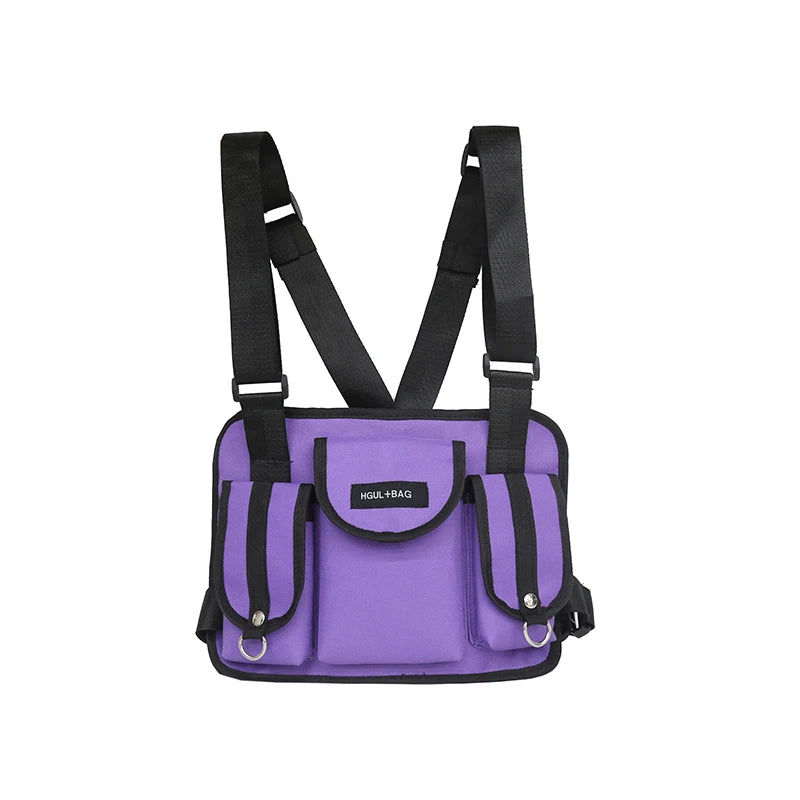 Men Chest Pack Rig Hip Hop Streetwear Unisex Cool Functional Tactical Shoulder Anti Theft Waist Bag Purse  Punck Style Backpack