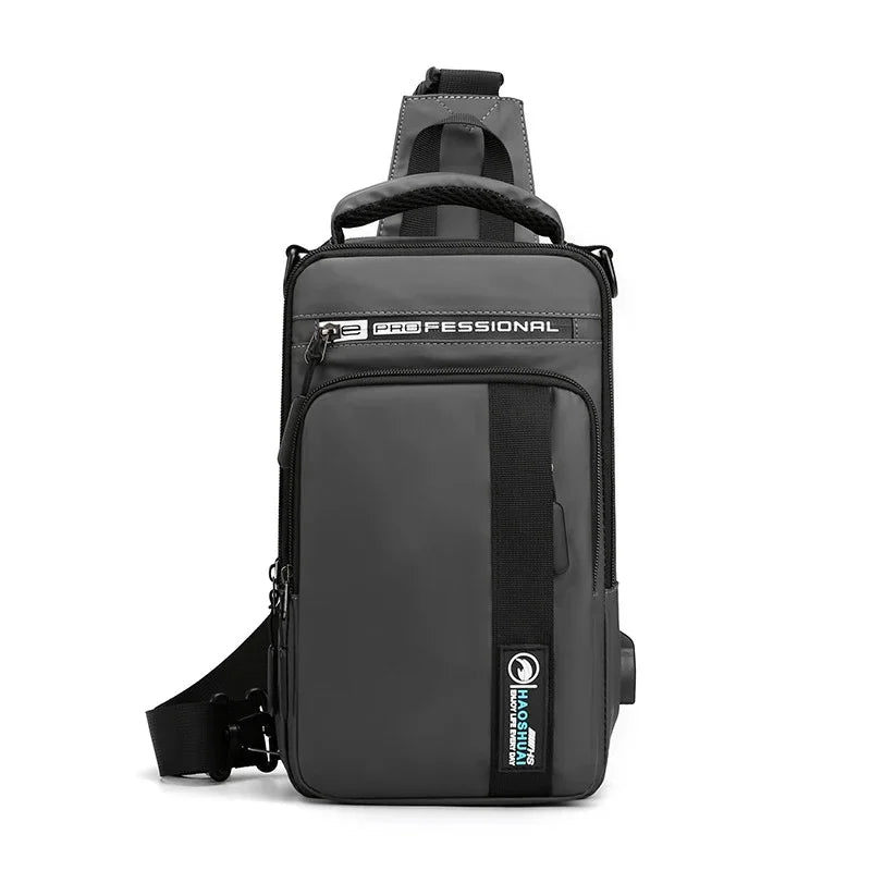 Men Chest Pack Shoulder Bag Backpack with USB Charging Port Travel Designer Male Nylon Sling Messenger Cross body Bags Rucksack