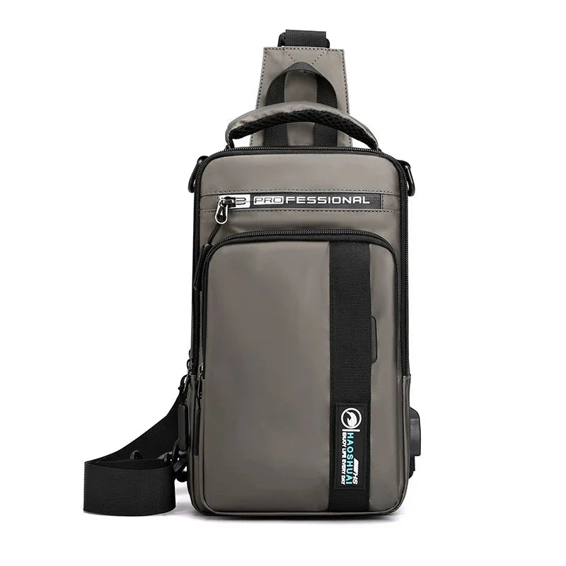 Men Chest Pack Shoulder Bag Backpack with USB Charging Port Travel Designer Male Nylon Sling Messenger Cross body Bags Rucksack