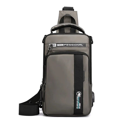 Men Chest Pack Shoulder Bag Backpack with USB Charging Port Travel Designer Male Nylon Sling Messenger Cross body Bags Rucksack