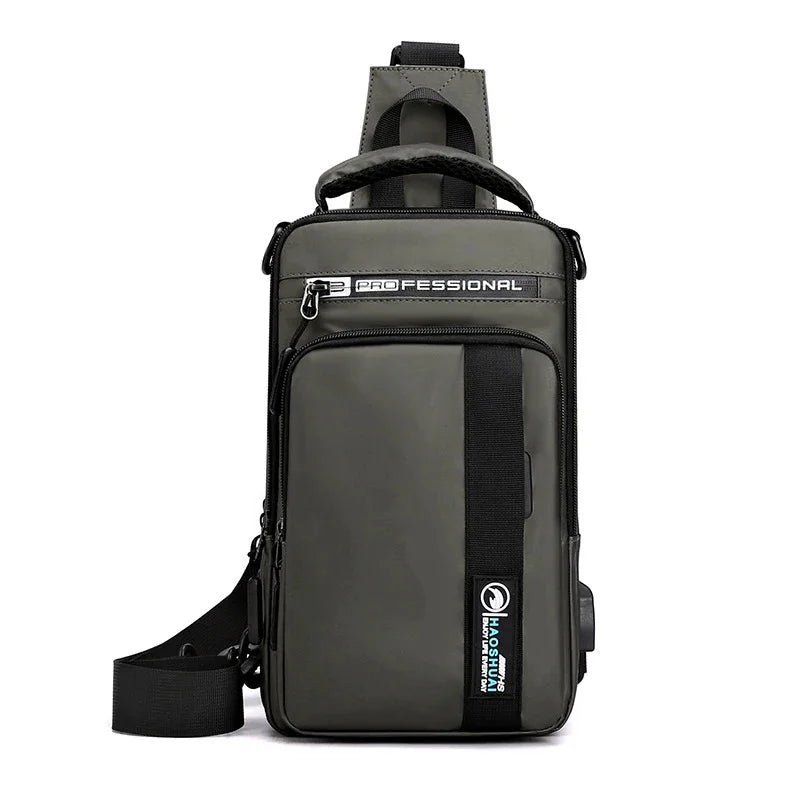 Men Chest Pack Shoulder Bag Backpack with USB Charging Port Travel Designer Male Nylon Sling Messenger Cross body Bags Rucksack