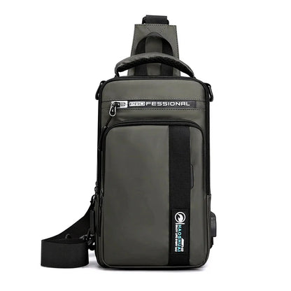 Men Chest Pack Shoulder Bag Backpack with USB Charging Port Travel Designer Male Nylon Sling Messenger Cross body Bags Rucksack
