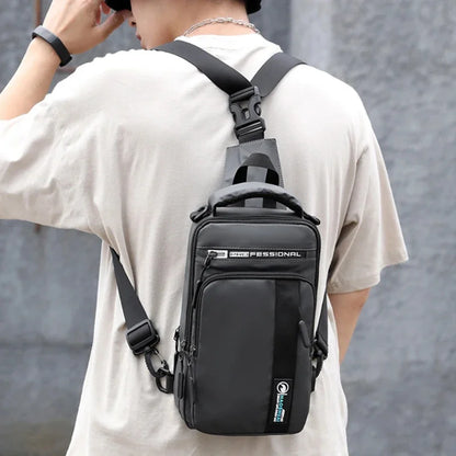Men Chest Pack Shoulder Bag Backpack with USB Charging Port Travel Designer Male Nylon Sling Messenger Cross body Bags Rucksack