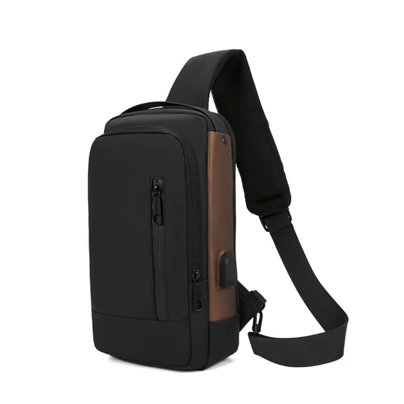 Men Chest Sling Bag Antitheft Shoulder Bag with Password Lock Outdoor Sports Bag