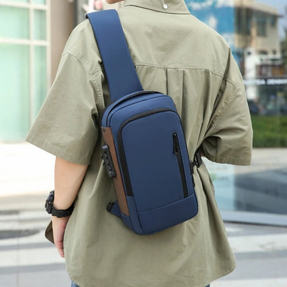 Men Chest Sling Bag Antitheft Shoulder Bag with Password Lock Outdoor Sports Bag