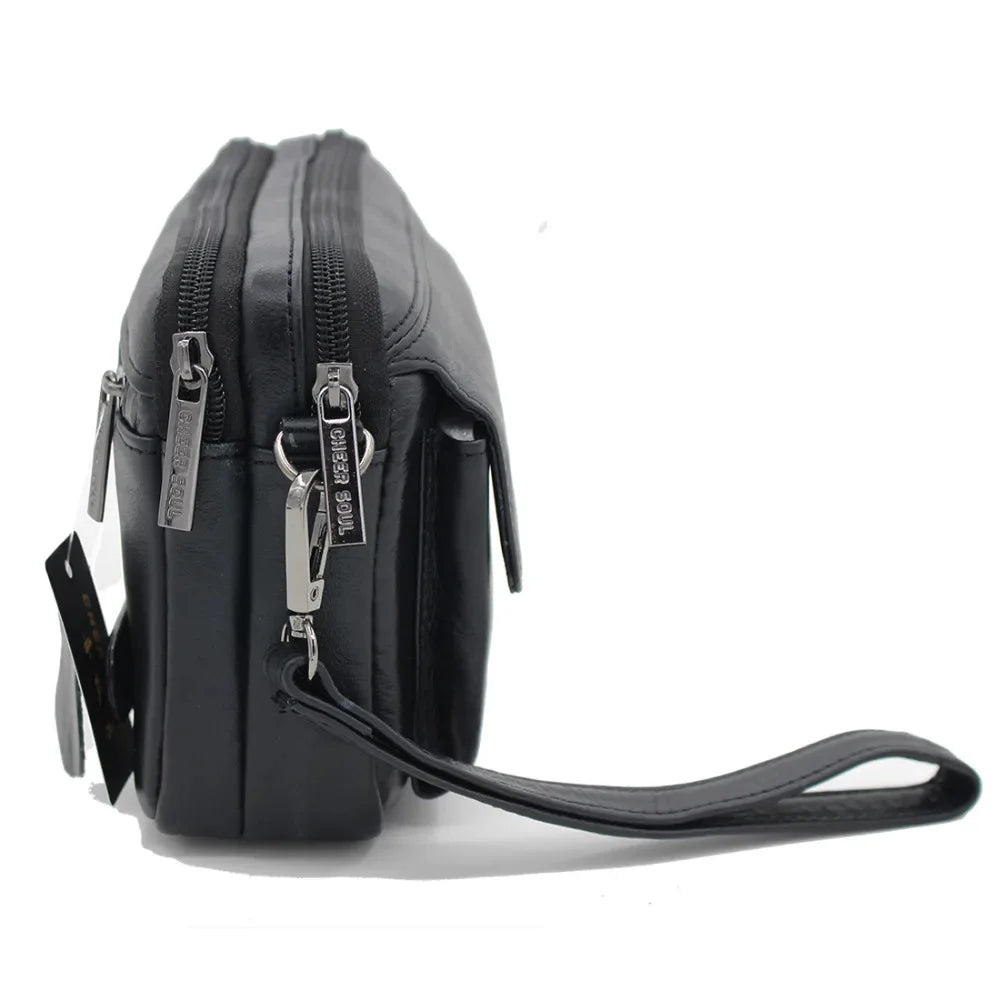 Men Clutch Purse Handy Genuine Leather Business Mobile Cell Phone Case Handbags Purses Male Money Wrist Wallet Bag