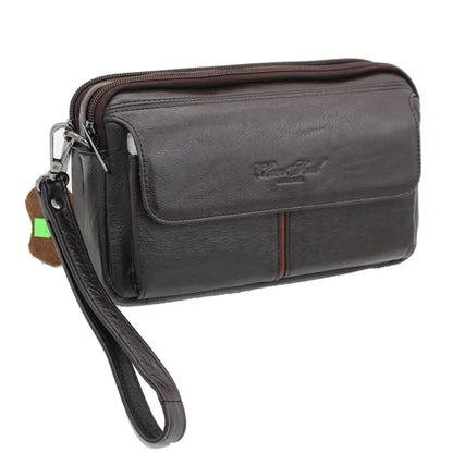 Men Clutch Purse Handy Genuine Leather Business Mobile Cell Phone Case Handbags Purses Male Money Wrist Wallet Bag