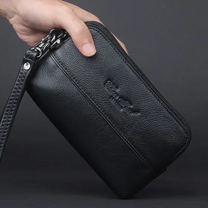 Men Clutch Wrist Belt Waist Pack Bag Purse Genuine Leather Cell/Mobile Phone Case Cover Pocket Multi-purpose Wallet Male Bag