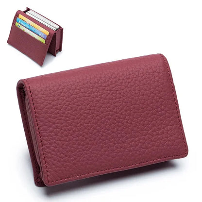 Men Cow Genuine Business Name Holder Unisex Bifold Leather Credit Case Women Coin Purse Bank Card ID Holders