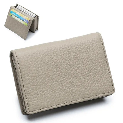 Men Cow Genuine Business Name Holder Unisex Bifold Leather Credit Case Women Coin Purse Bank Card ID Holders
