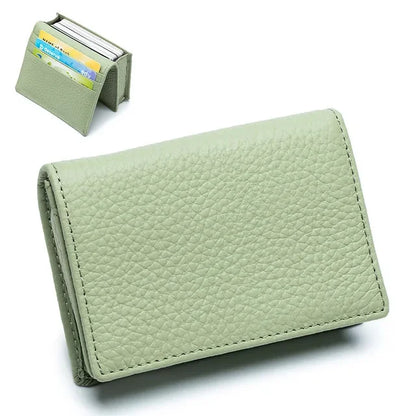 Men Cow Genuine Business Name Holder Unisex Bifold Leather Credit Case Women Coin Purse Bank Card ID Holders