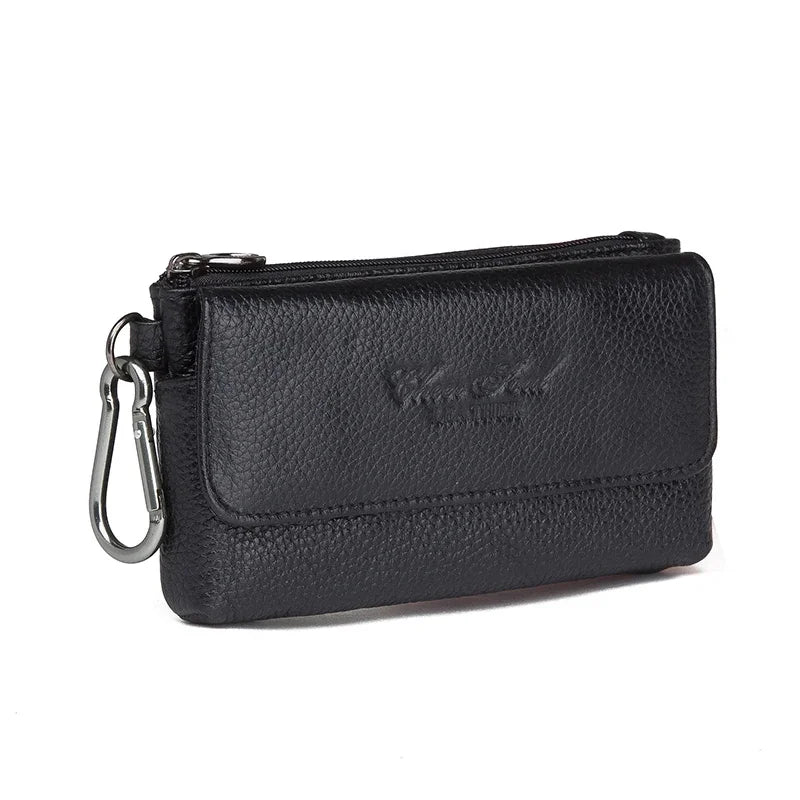 Men Cowhide Genuine Leather Hook Waist Pack Bag Hip Bum Coin Purse Pocuh Male Cell Mobile Phone Case Cover Skin Belt Fanny Bags