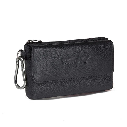 Men Cowhide Genuine Leather Hook Waist Pack Bag Hip Bum Coin Purse Pocuh Male Cell Mobile Phone Case Cover Skin Belt Fanny Bags