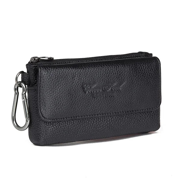 Men Cowhide Genuine Leather Hook Waist Pack Bag Hip Bum Coin Purse Pocuh Male Cell Mobile Phone Case Cover Skin Belt Fanny Bags