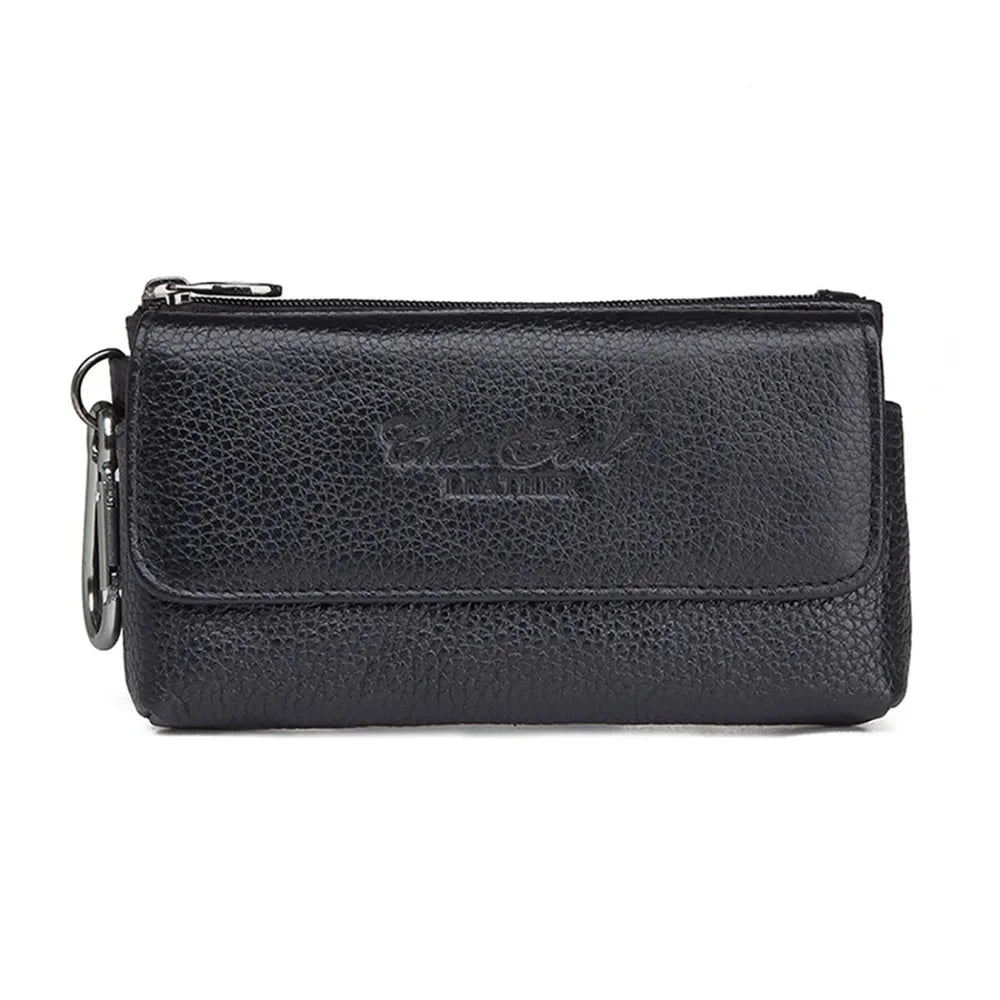 Men Cowhide Genuine Leather Hook Waist Pack Bag Hip Bum Coin Purse Pocuh Male Cell Mobile Phone Case Cover Skin Belt Fanny Bags