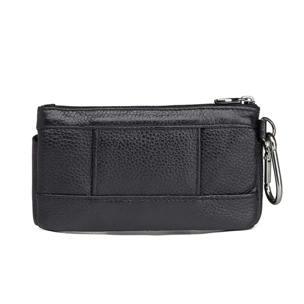Men Cowhide Genuine Leather Hook Waist Pack Bag Hip Bum Coin Purse Pocuh Male Cell Mobile Phone Case Cover Skin Belt Fanny Bags