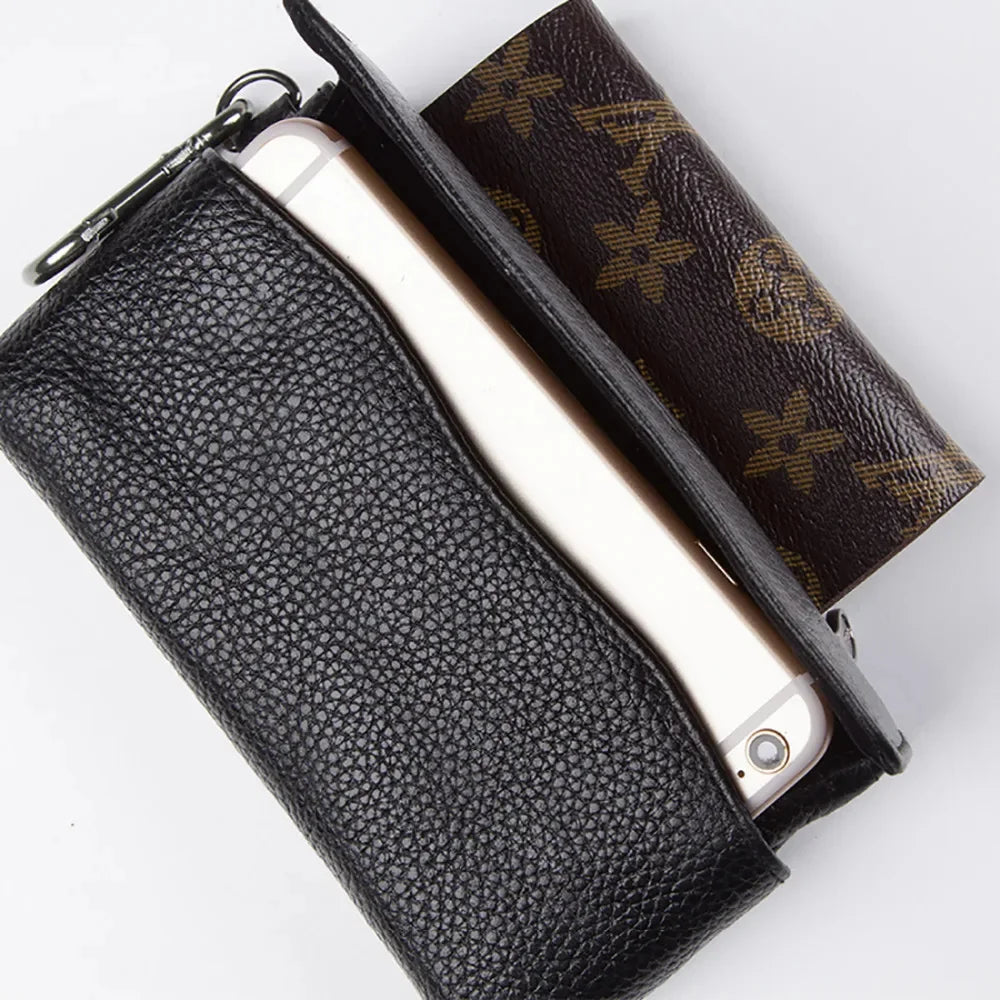 Men Cowhide Genuine Leather Hook Waist Pack Bag Hip Bum Coin Purse Pocuh Male Cell Mobile Phone Case Cover Skin Belt Fanny Bags