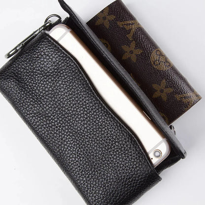 Men Cowhide Genuine Leather Hook Waist Pack Bag Hip Bum Coin Purse Pocuh Male Cell Mobile Phone Case Cover Skin Belt Fanny Bags