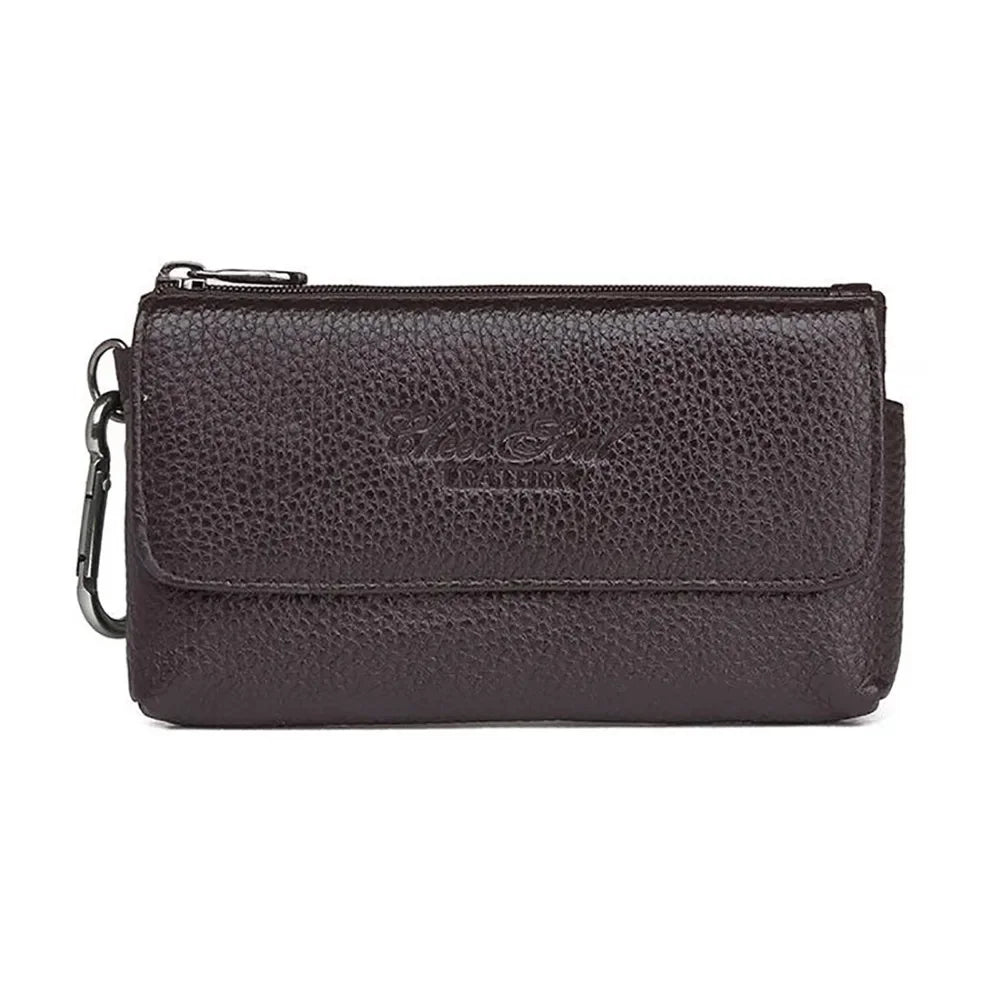 Men Cowhide Genuine Leather Hook Waist Pack Bag Hip Bum Coin Purse Pocuh Male Cell Mobile Phone Case Cover Skin Belt Fanny Bags