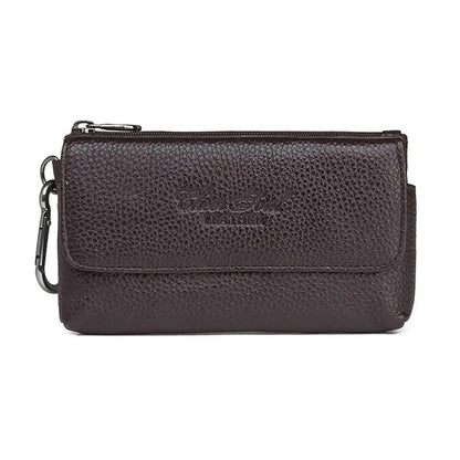 Men Cowhide Genuine Leather Hook Waist Pack Bag Hip Bum Coin Purse Pocuh Male Cell Mobile Phone Case Cover Skin Belt Fanny Bags