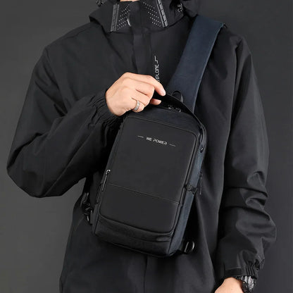 Men Cross Body Shoulder Chest Sling Backpack with USB Charging Port Travel Waterproof Nylon Male Crossbody Messenger Bag
