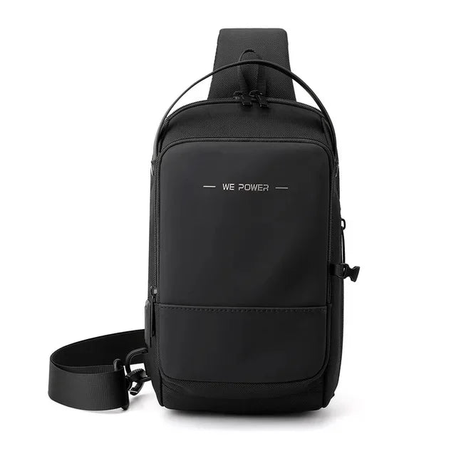 Men Cross Body Shoulder Chest Sling Backpack with USB Charging Port Travel Waterproof Nylon Male Crossbody Messenger Bag