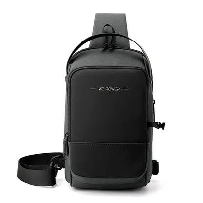 Men Cross Body Shoulder Chest Sling Backpack with USB Charging Port Travel Waterproof Nylon Male Crossbody Messenger Bag