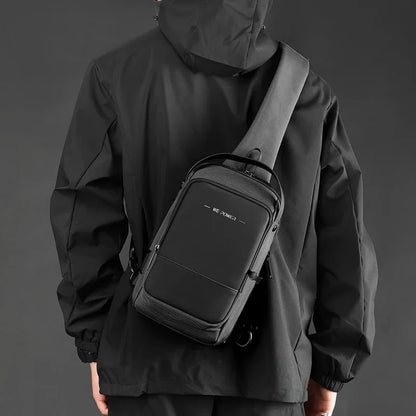 Men Cross Body Shoulder Chest Sling Backpack with USB Charging Port Travel Waterproof Nylon Male Crossbody Messenger Bag