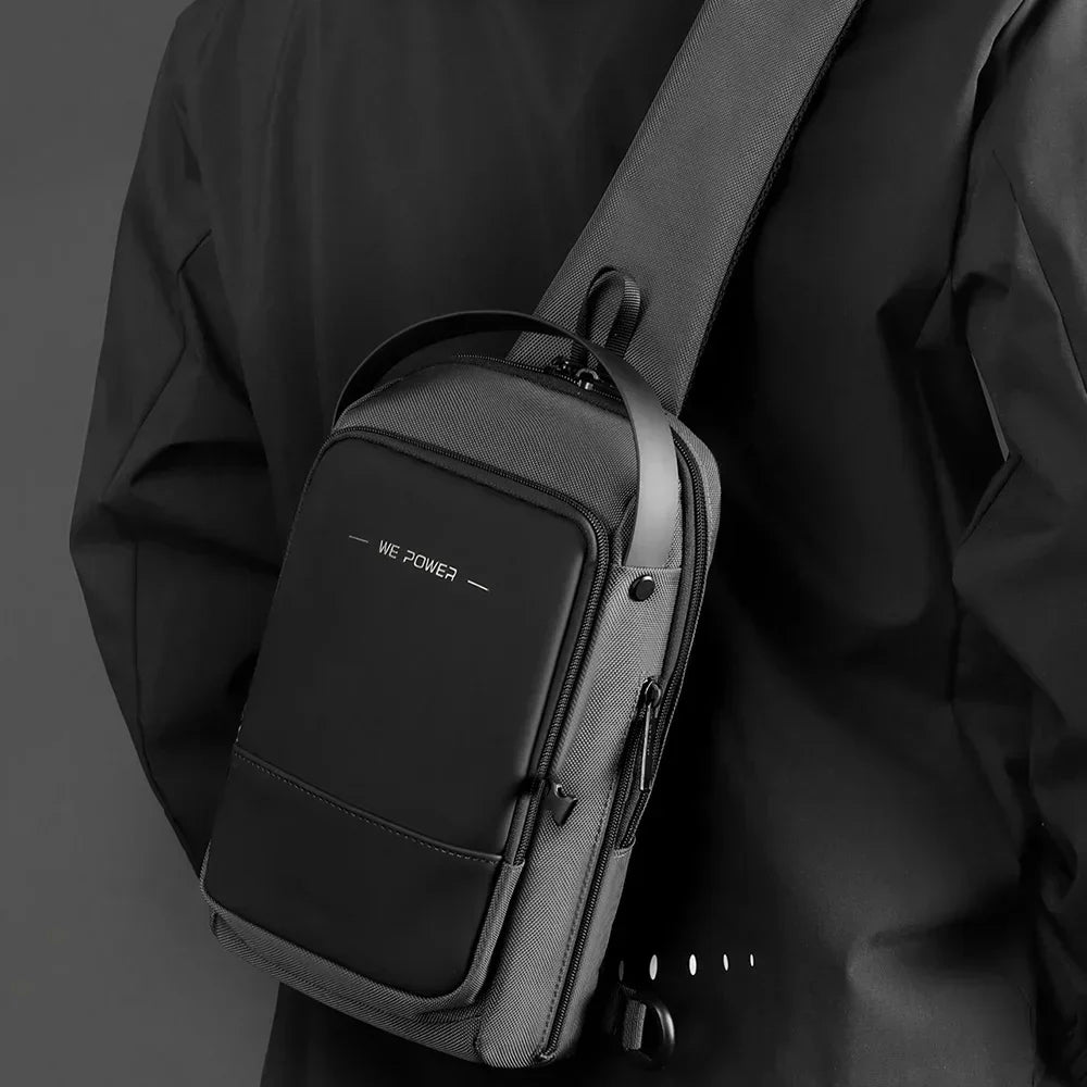 Men Cross Body Sling Backpack Shoulder Chest with USB Charging Port Travel Fashion Waterproof Nylon Male Messenger Side Bag