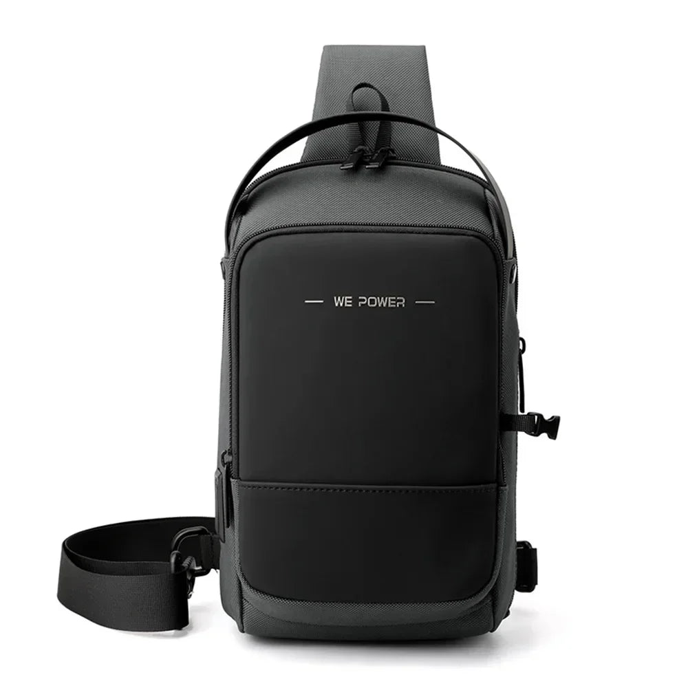 Men Cross Body Sling Backpack Shoulder Chest with USB Charging Port Travel Fashion Waterproof Nylon Male Messenger Side Bag