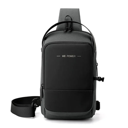Men Cross Body Sling Backpack Shoulder Chest with USB Charging Port Travel Fashion Waterproof Nylon Male Messenger Side Bag
