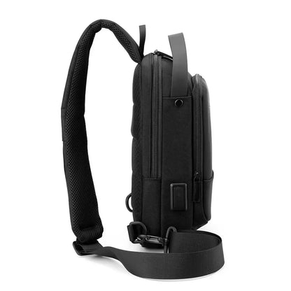 Men Cross Body Sling Backpack Shoulder Chest with USB Charging Port Travel Fashion Waterproof Nylon Male Messenger Side Bag