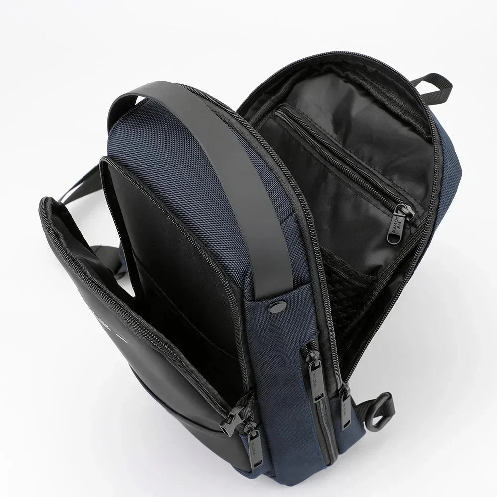 Men Cross Body Sling Backpack Shoulder Chest with USB Charging Port Travel Fashion Waterproof Nylon Male Messenger Side Bag