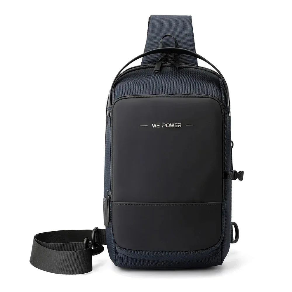 Men Cross Body Sling Backpack Shoulder Chest with USB Charging Port Travel Fashion Waterproof Nylon Male Messenger Side Bag