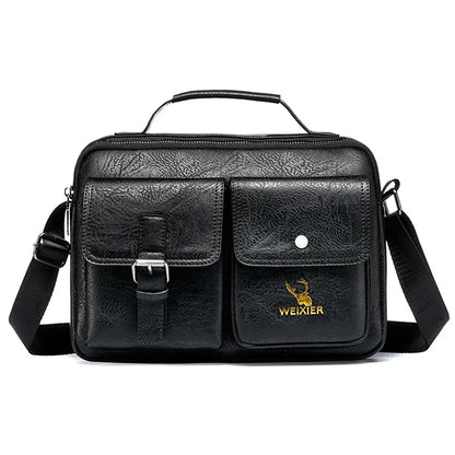 Men Cross body Messenger Tote Bags Multi-Purpose Business Retro PU Leather Male One Shoulder Handbag Crossbody Bag